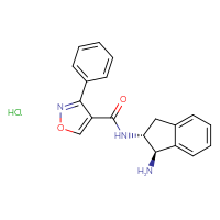 Chemical structure of N-[(1R,2R)-1-amino-2,3-dihydro-1H-inden-2-yl]-3-phenyl-1,2-oxazole-4-carboxamide hydrochloride - CSSB00161156686