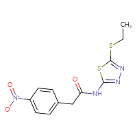 Chemical structure of N-[5-(ethylsulfanyl)-1,3,4-thiadiazol-2-yl]-2-(4-nitrophenyl)acetamide - CSSB00047614857