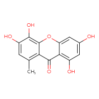 Chemical structure of 3,4,6,8-tetrahydroxy-1-methyl-9H-xanthen-9-one - CSSB14929136797
