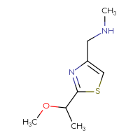 Chemical structure of {[2-(1-methoxyethyl)-1,3-thiazol-4-yl]methyl}(methyl)amine - CSSB00000684913