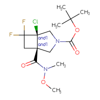 Chemical structure of rac-tert-butyl (1R,5S)-5-chloro-6,6-difluoro-1-[methoxy(methyl)carbamoyl]-3-azabicyclo[3.2.0]heptane-3-carboxylate - CSSB21291563288