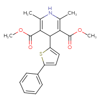 Chemical structure of 3,5-dimethyl 2,6-dimethyl-4-(5-phenylthiophen-2-yl)-1,4-dihydropyridine-3,5-dicarboxylate - CSSB20539824932