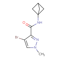 Chemical structure of N-{bicyclo[1.1.1]pentan-1-yl}-4-bromo-1-methyl-1H-pyrazole-3-carboxamide - CSSB00112702272