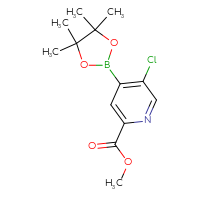 Chemical structure of methyl 5-chloro-4-(4,4,5,5-tetramethyl-1,3,2-dioxaborolan-2-yl)pyridine-2-carboxylate - CSSB00010036483