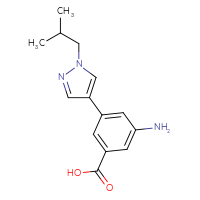Chemical structure of 3-amino-5-[1-(2-methylpropyl)-1H-pyrazol-4-yl]benzoic acid - CSSB06593734733