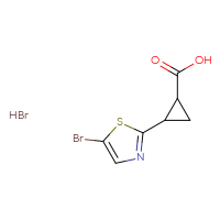 Chemical structure of 2-(5-bromo-1,3-thiazol-2-yl)cyclopropane-1-carboxylic acid hydrobromide - CSSB20620694101