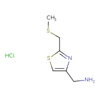 Chemical structure of 1-{2-[(methylsulfanyl)methyl]-1,3-thiazol-4-yl}methanamine hydrochloride - CSSB00015183932