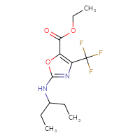 Chemical structure of ethyl 2-[(pentan-3-yl)amino]-4-(trifluoromethyl)-1,3-oxazole-5-carboxylate - CSSB02036154947