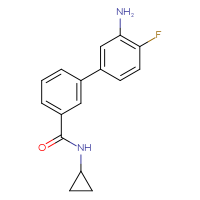 Chemical structure of 3'-amino-N-cyclopropyl-4'-fluoro-[1,1'-biphenyl]-3-carboxamide - CSSB10593175945