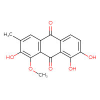 Chemical structure of 2,7,8-trihydroxy-1-methoxy-3-methyl-9,10-dihydroanthracene-9,10-dione - CSSB14929136733