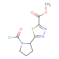 Chemical structure of methyl 5-[1-(carbonochloridoyl)pyrrolidin-2-yl]-1,3,4-thiadiazole-2-carboxylate - CSSB21224772967