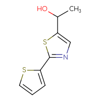 Chemical structure of 1-[2-(thiophen-2-yl)-1,3-thiazol-5-yl]ethan-1-ol - CSSB00011720949