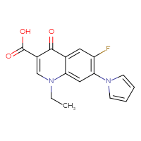 Chemical structure of 1-ethyl-6-fluoro-4-oxo-7-(1H-pyrrol-1-yl)-1,4-dihydroquinoline-3-carboxylic acid - CSSB00020619204