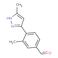 Chemical structure of 3-methyl-4-(5-methyl-1H-pyrazol-3-yl)benzaldehyde - CSSB06658624083