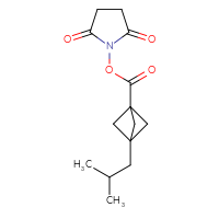 Chemical structure of 2,5-dioxopyrrolidin-1-yl 3-(2-methylpropyl)bicyclo[1.1.1]pentane-1-carboxylate - CSSB20269493500