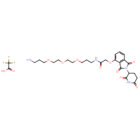 Chemical structure of N-(3-{2-[2-(3-aminopropoxy)ethoxy]ethoxy}propyl)-2-{[2-(2,6-dioxopiperidin-3-yl)-1,3-dioxo-2,3-dihydro-1H-isoindol-4-yl]oxy}acetamide; trifluoroacetic acid - CSSB03437847026