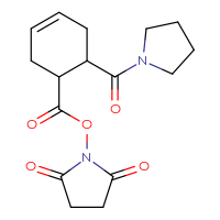 Chemical structure of 2,5-dioxopyrrolidin-1-yl 6-(pyrrolidine-1-carbonyl)cyclohex-3-ene-1-carboxylate - CSSB20270437645