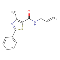 Chemical structure of 4-methyl-2-phenyl-N-(prop-2-en-1-yl)-1,3-thiazole-5-carboxamide - CSSB00046107104