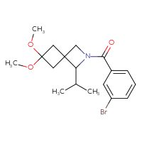 Chemical structure of 2-(3-bromobenzoyl)-6,6-dimethoxy-1-(propan-2-yl)-2-azaspiro[3.3]heptane - CSSB00233063225