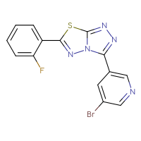 Chemical structure of 3-bromo-5-[6-(2-fluorophenyl)-[1,2,4]triazolo[3,4-b][1,3,4]thiadiazol-3-yl]pyridine - CSSB00121603916