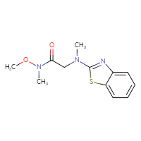 Chemical structure of 2-[(1,3-benzothiazol-2-yl)(methyl)amino]-N-methoxy-N-methylacetamide - CSSB00103884844