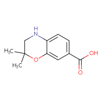 Chemical structure of 2,2-dimethyl-3,4-dihydro-2H-1,4-benzoxazine-7-carboxylic acid - CSSB00010933643