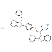 Chemical structure of 1-benzyl-2-{4-[(2S)-2-(2-phenyl-1H-1,3-benzodiazol-1-yl)-2-(piperidin-4-yl)ethoxy]phenyl}-1H-1,3-benzodiazole hydrochloride - CSSB00161189487