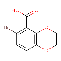 Chemical structure of 6-bromo-2,3-dihydro-1,4-benzodioxine-5-carboxylic acid - CSSB00021395777