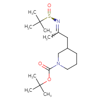Chemical structure of tert-butyl 3-(2-{[(R)-2-methylpropane-2-sulfinyl]imino}propyl)piperidine-1-carboxylate - CSSB21332858260