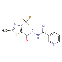 Chemical structure of 2-methyl-N'-(pyridine-3-carboximidoyl)-4-(trifluoromethyl)-1,3-thiazole-5-carbohydrazide - CSSB00138429564
