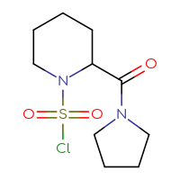 Chemical structure of 2-(pyrrolidine-1-carbonyl)piperidine-1-sulfonyl chloride - CSSB21224775583