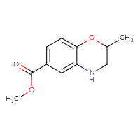 Chemical structure of methyl 2-methyl-3,4-dihydro-2H-1,4-benzoxazine-6-carboxylate - CSSB00010933653