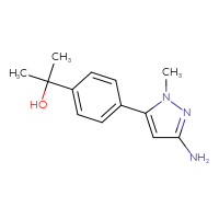 Chemical structure of 2-[4-(3-amino-1-methyl-1H-pyrazol-5-yl)phenyl]propan-2-ol - CSSB06584163599