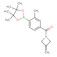 Chemical structure of 1-[3-methyl-4-(4,4,5,5-tetramethyl-1,3,2-dioxaborolan-2-yl)benzoyl]-3-methylideneazetidine - CSSB02522299374