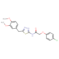 Chemical structure of 2-(4-chlorophenoxy)-N-{5-[(3,4-dimethoxyphenyl)methyl]-1,3,4-thiadiazol-2-yl}acetamide - CSSB00121612247