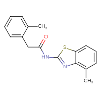 Chemical structure of N-(4-methyl-1,3-benzothiazol-2-yl)-2-(2-methylphenyl)acetamide - CSSB00026625249