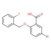 Chemical structure of 5-bromo-2-[(2-fluorophenyl)methoxy]benzoic acid - CSSB00000390541