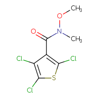 Chemical structure of 2,4,5-trichloro-N-methoxy-N-methylthiophene-3-carboxamide - CSSB06660840586