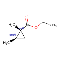 Chemical structure of rac-ethyl (1R,2R)-1,2-dimethylcyclopropane-1-carboxylate - CSSB20621928551