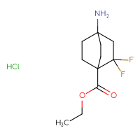 Chemical structure of ethyl 4-amino-2,2-difluorobicyclo[2.2.2]octane-1-carboxylate hydrochloride - CSSB21474900440