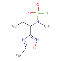 Chemical structure of N-methyl-N-[1-(5-methyl-1,2,4-oxadiazol-3-yl)propyl]sulfamoyl chloride - CSSB09888325515
