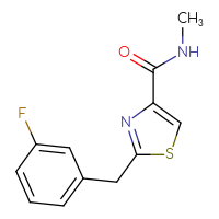 Chemical structure of 2-[(3-fluorophenyl)methyl]-N-methyl-1,3-thiazole-4-carboxamide - CSSB01997805271