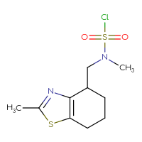Chemical structure of N-methyl-N-[(2-methyl-4,5,6,7-tetrahydro-1,3-benzothiazol-4-yl)methyl]sulfamoyl chloride - CSSB21224764229