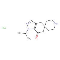 Chemical structure of 1-(propan-2-yl)-1,4,6,7-tetrahydrospiro[indazole-5,4'-piperidin]-7-one hydrochloride - CSSB06256047351