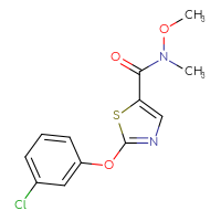 Chemical structure of 2-(3-chlorophenoxy)-N-methoxy-N-methyl-1,3-thiazole-5-carboxamide - CSSB21151590579