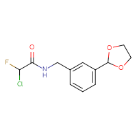 Chemical structure of 2-chloro-N-{[3-(1,3-dioxolan-2-yl)phenyl]methyl}-2-fluoroacetamide - CSSB21332069872