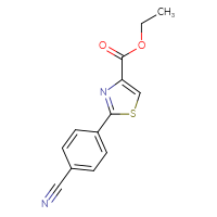 Chemical structure of ethyl 2-(4-cyanophenyl)-1,3-thiazole-4-carboxylate - CSSB01692768894
