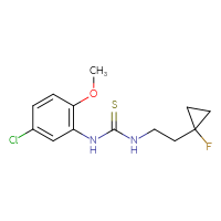 Chemical structure of 1-(5-chloro-2-methoxyphenyl)-3-[2-(1-fluorocyclopropyl)ethyl]thiourea - CSSB21432495724