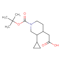 Chemical structure of 2-{1-[(tert-butoxy)carbonyl]-3-cyclopropylpiperidin-4-yl}acetic acid - CSSB02495542022