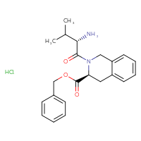 Chemical structure of benzyl (3S)-2-[(2S)-2-amino-3-methylbutanoyl]-1,2,3,4-tetrahydroisoquinoline-3-carboxylate hydrochloride - CSSB00020626330